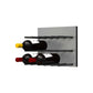 Alumasteel wine bottle wall rack with matte black pegs and cork-out bottles