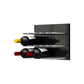 Black acrylic wine wall with straight pegs holding red and white wine bottles