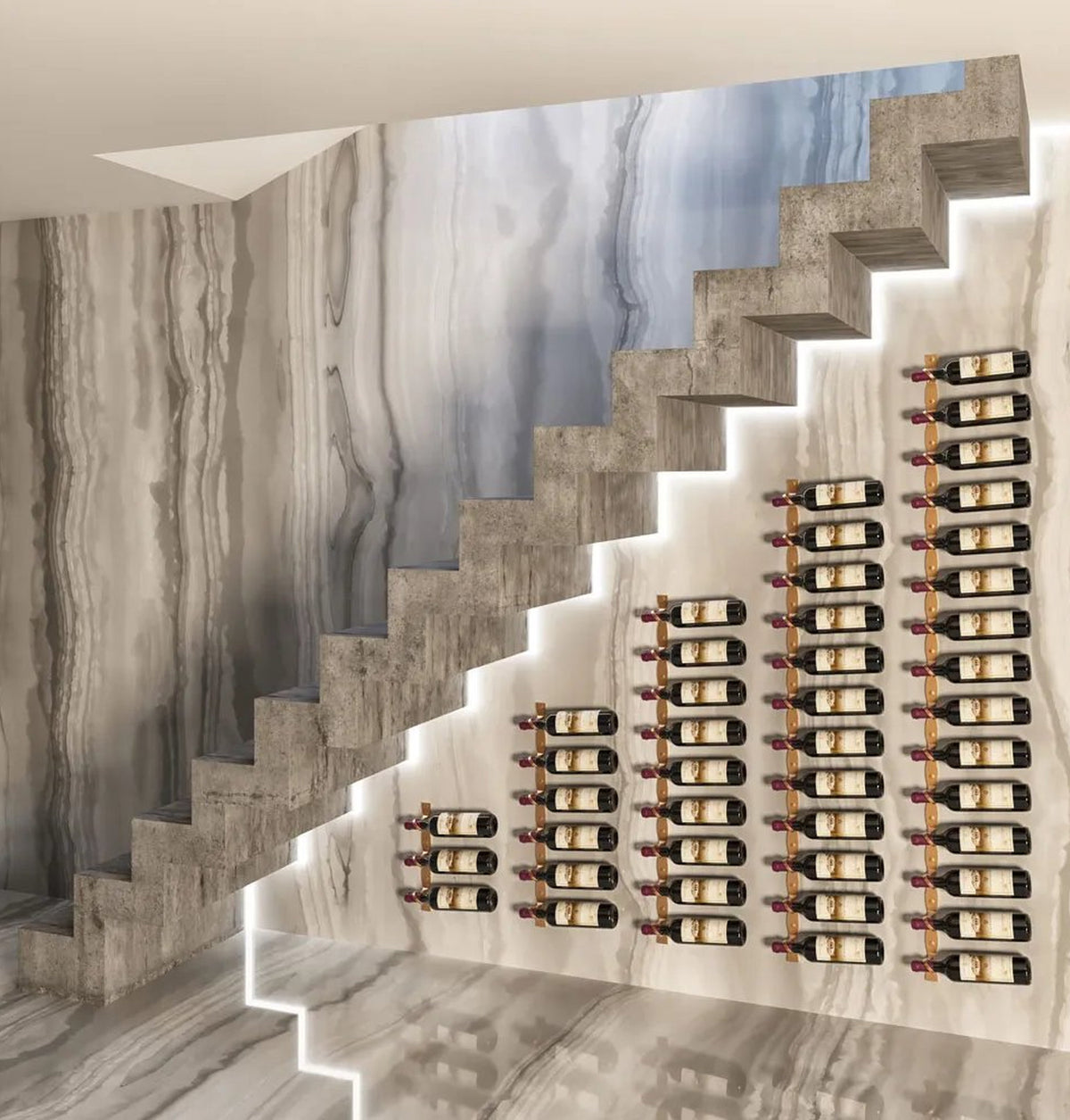 Helix Wine Rack Under the Stairs kit in a modern home