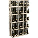 Light wood wine bottle display rack with 5 shelves, multiple bottle compartments