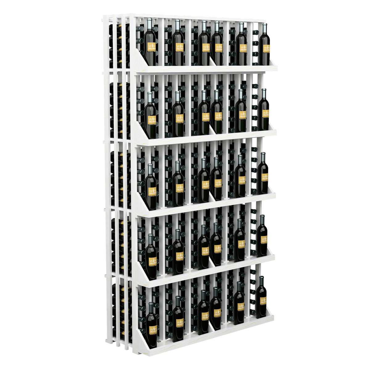White wine bottle display rack with five shelves for storing bottled wine