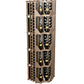 Four-column curved corner wine wall display in light wood, bottles stored behind slatted panels.