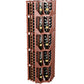 Red wood wine wall display cabinet, curved corner, four columns with tiered bottle storage