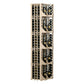 Tall curved corner wine display rack with 4-column grid and curved edge shelves