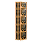 Natural wood curved corner wine wall display with four columns and wine bottle rows