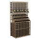 Wood wine bottle display rack with 3 tiers, holds multiple bottles in angled rows.