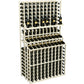 White triple-tier wine display rack with double-deep base and bottle grid holders