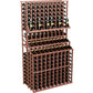 Triple-tier wine bottle display rack with double deep base, wine bottles in front rows