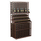 Triple-tier wine bottle rack in dark walnut tone with three tiers of bottle holders.