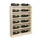 Light wood horizontal wine bottle display rack end cap, wider front angle