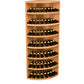 Light wood corner wine display cabinet with 4 curved tiers for 56 bottles