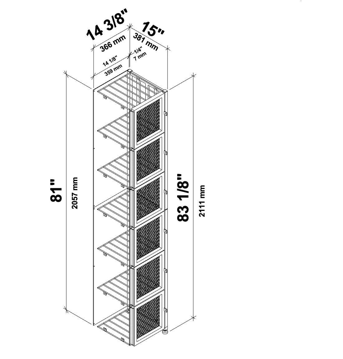 Case & Crate Locker 6 Kit (freestanding wine bottle storage with secure backs)