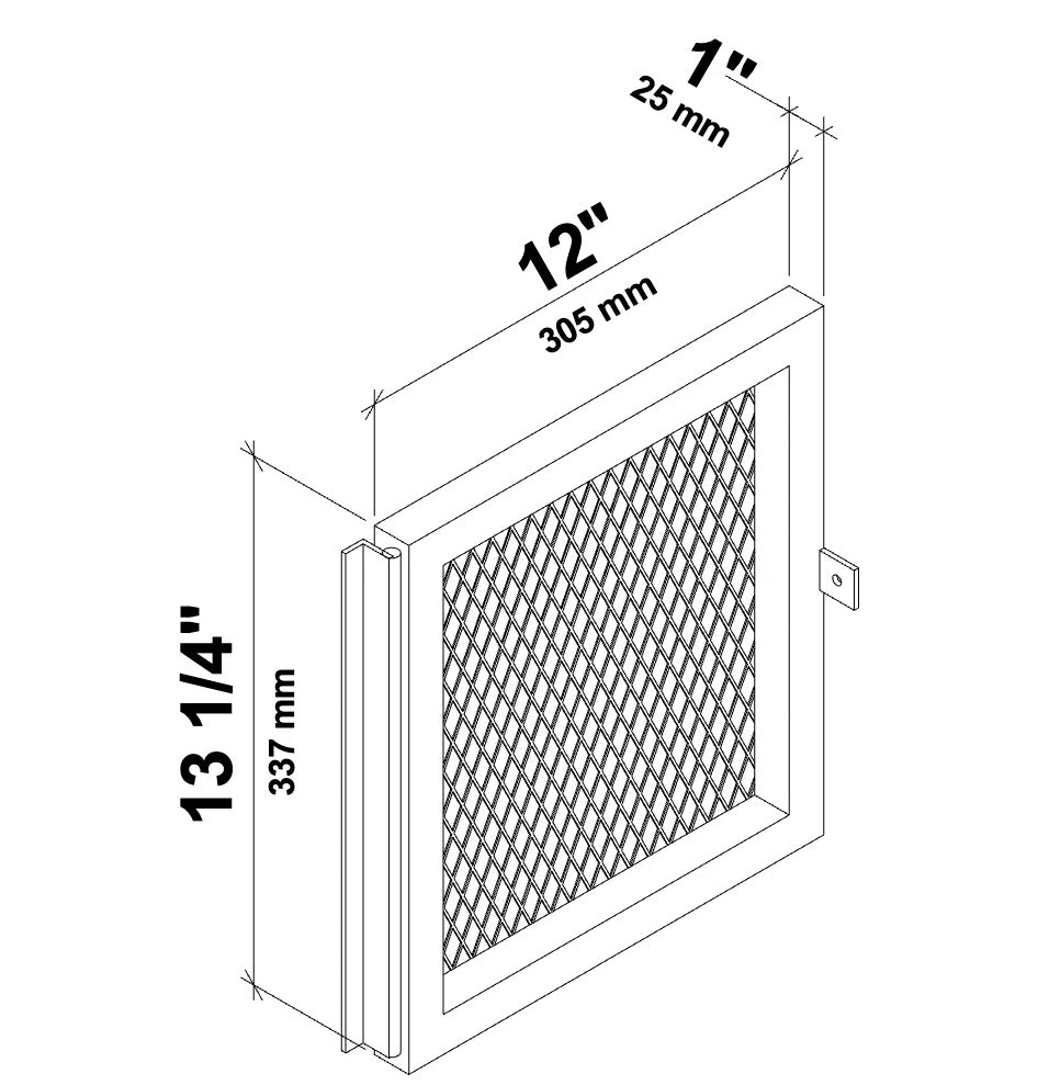 A spec sheet of the Case and Crate Locker door