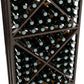 6ft wine bottle storage rack close-up: dark frame lattice with bottles on each tier