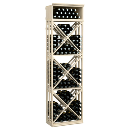 7-ft wine bottle storage rack with X-brace lattice, whitewashed wood frame