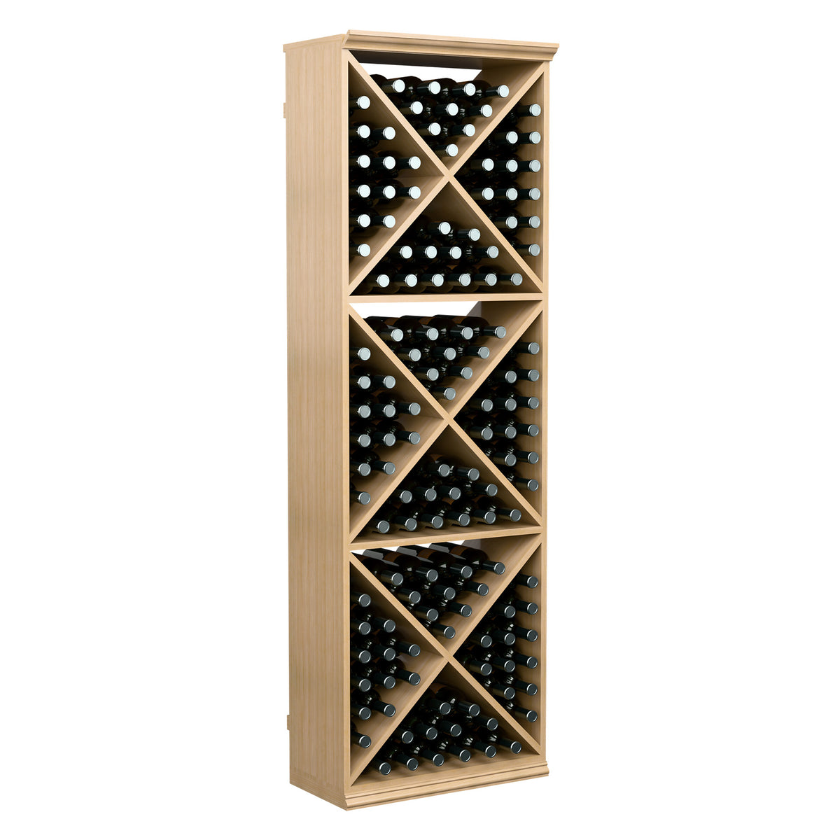 Light wood 6FT X-cube wine storage rack with cross-braced bottle crisscross cells