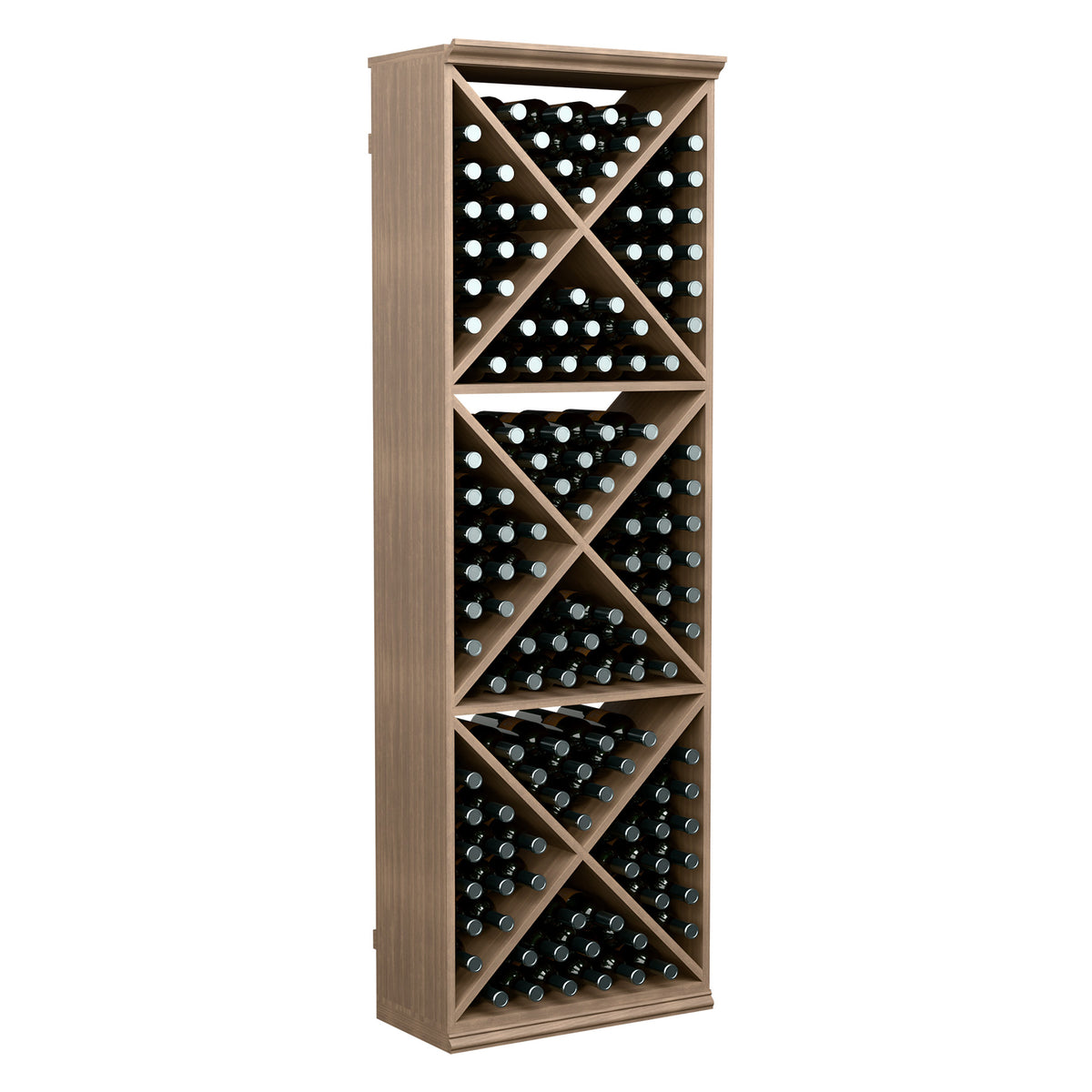 Light wood 6FT X-cube wine storage rack with X-style bottle compartments
