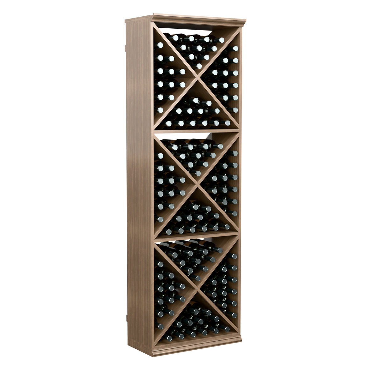 Medium light wood 6FT X-cube wine storage rack with open bottle compartments