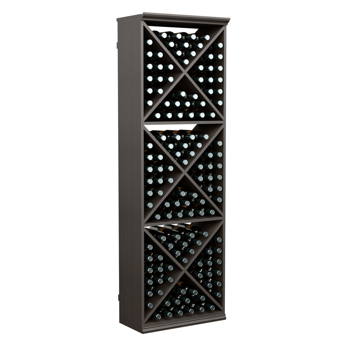 Dark wood 6FT X-cube wine storage rack with X-style bottle compartments