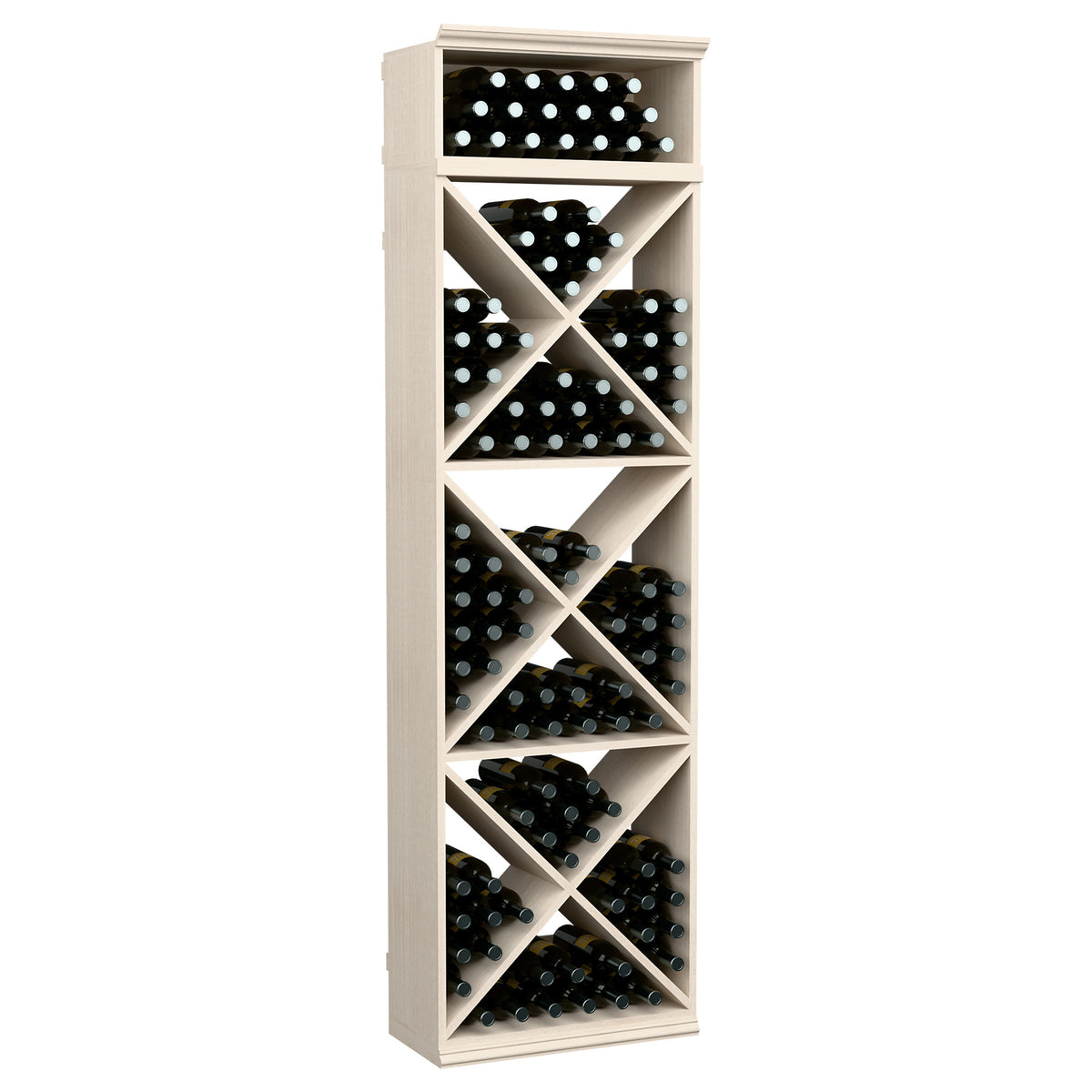 White wine bottle storage rack with X-cube crisscross compartments