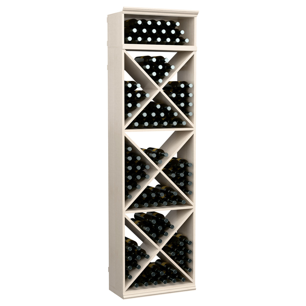 Cream white wine bottle rack with X-cube dividers and top bottle openings