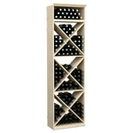 Wine bottle storage rack, natural-looking white wash finish, X-cube shelves with bottles